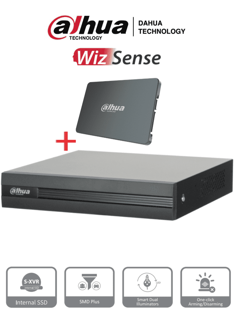 DAHUA XVR1B04H-I-SSD - DVR de 4 Canales 5 Megapixeles Lite/ Con Disco SSD de 512GB Especial para Videovigilancia/ S-XVR Series/ WizSense/ H.265+/ 4 Canales con SMD Plus/ Busqueda Inteligente (Humanos y Vehiculos)/ #S-XVR DAHUA XVR1B04H-I-SSD - DVR de 4 Canales 5 Megapixeles Lite/ Con Disco SSD de 512GB Especial para Videovigilancia/ S-XVR Series/ WizSense/ H.265+/ 4 Canales con SMD Plus/ Busqueda Inteligente (Humanos y Vehiculos)/ #S-XVR